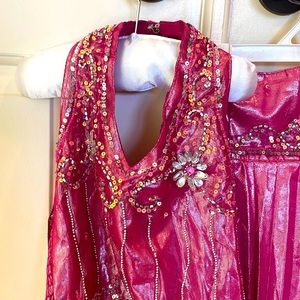 Little girls Indian style dress, halter top and skirt included.